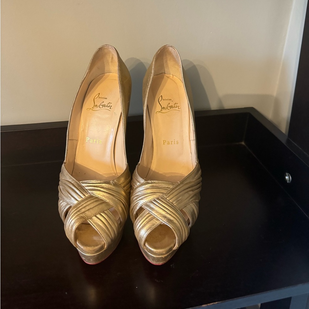 Christian Louboutin gold 150mm sexy party shoes in size 38 - Picture 9 of 11